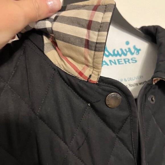 Burberry Quilted Jacket Black Logo Plaid Small - Picture 4 of 12
